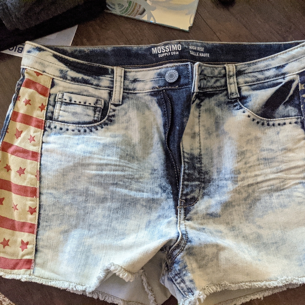 Mossimo American flag stretch denim shorts